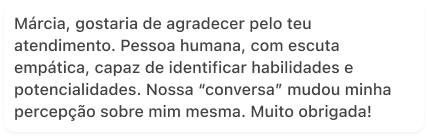 Depoimento de cliente satisfeita